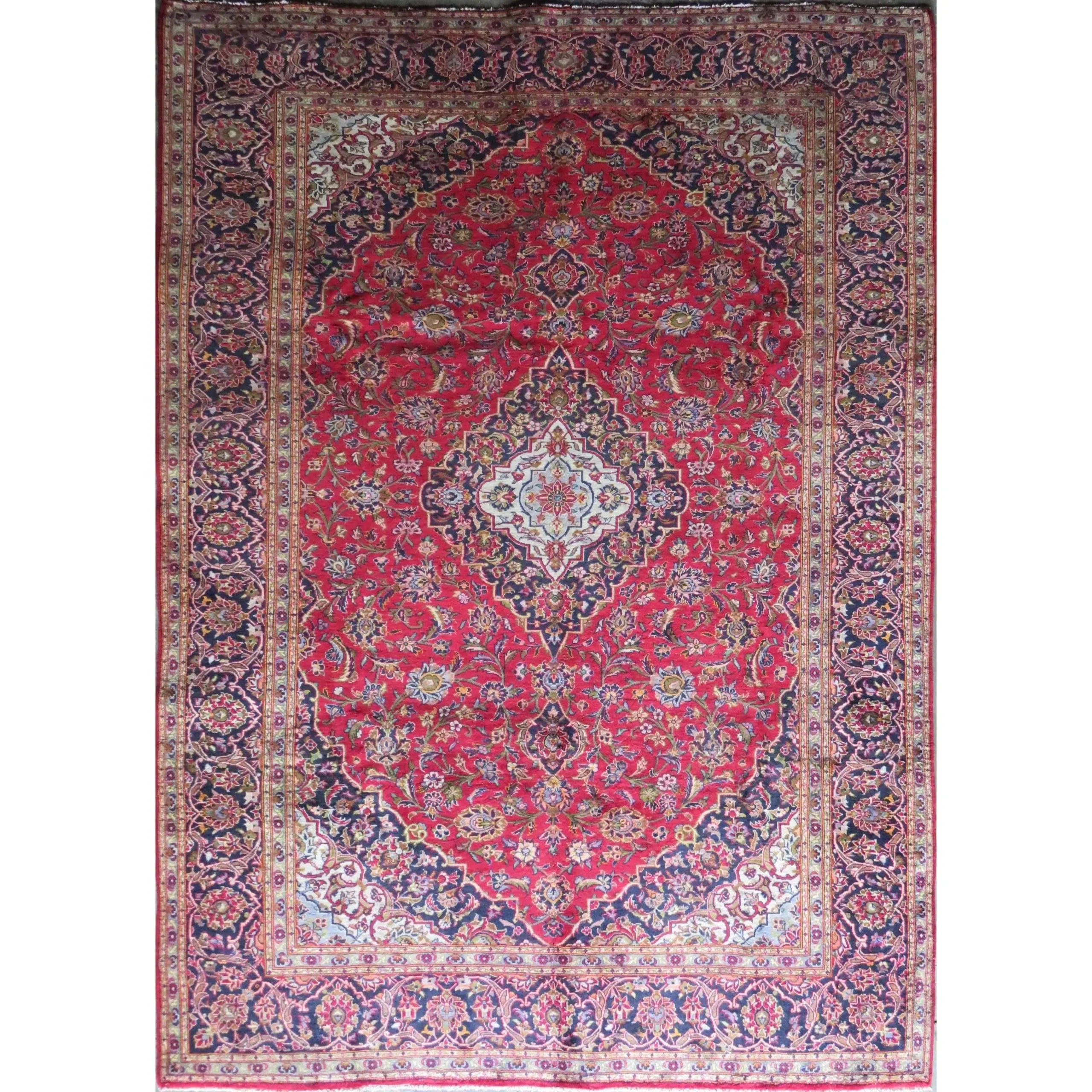 One Of The Kind Hand-Knotted Persian Wool Rug _ Luxurious Vintage Design, 12'1" X 8'7", Artisan Crafted